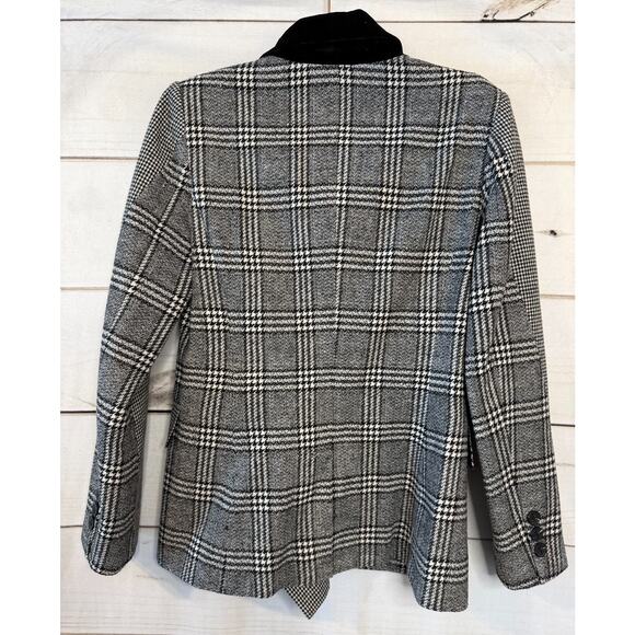 Avec Les Filles Size XXS Blazer White Black Tweed Velvet Collar - Picture 2 of 6